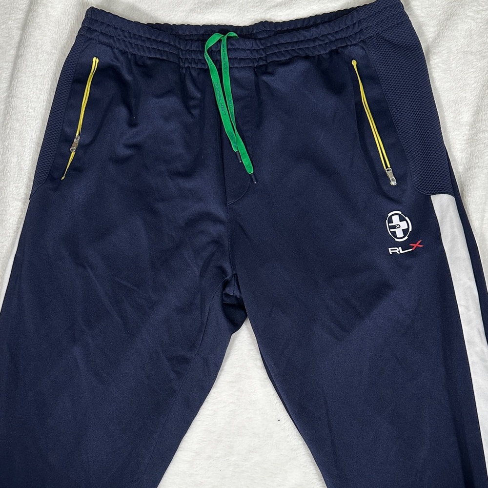 RLX Ralph Lauren Navy Joggers with Green and Yellow Accents